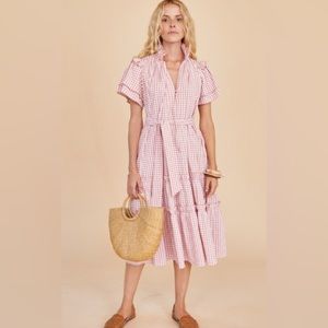 Hunter Bell Matthews Midi Dress Pink Gingham size small